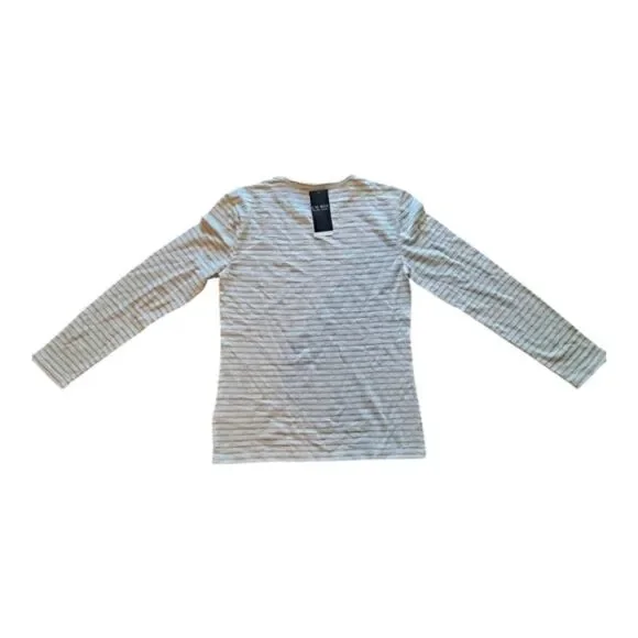 NWT LAUREN Ralph Lauren Metallic Gold Cream Stripe Top Size Small - Picture 2 of 6